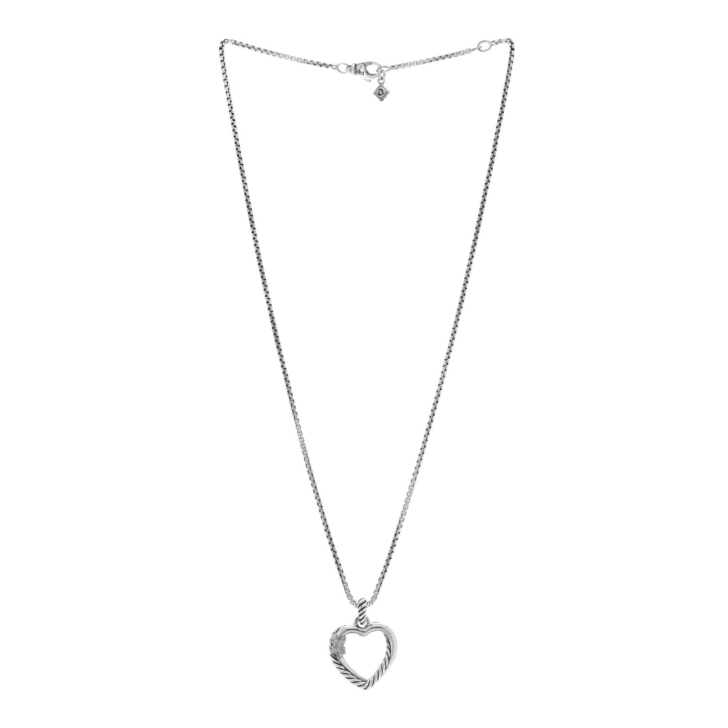 Sterling Silver Diamond Petite X Heart Necklace