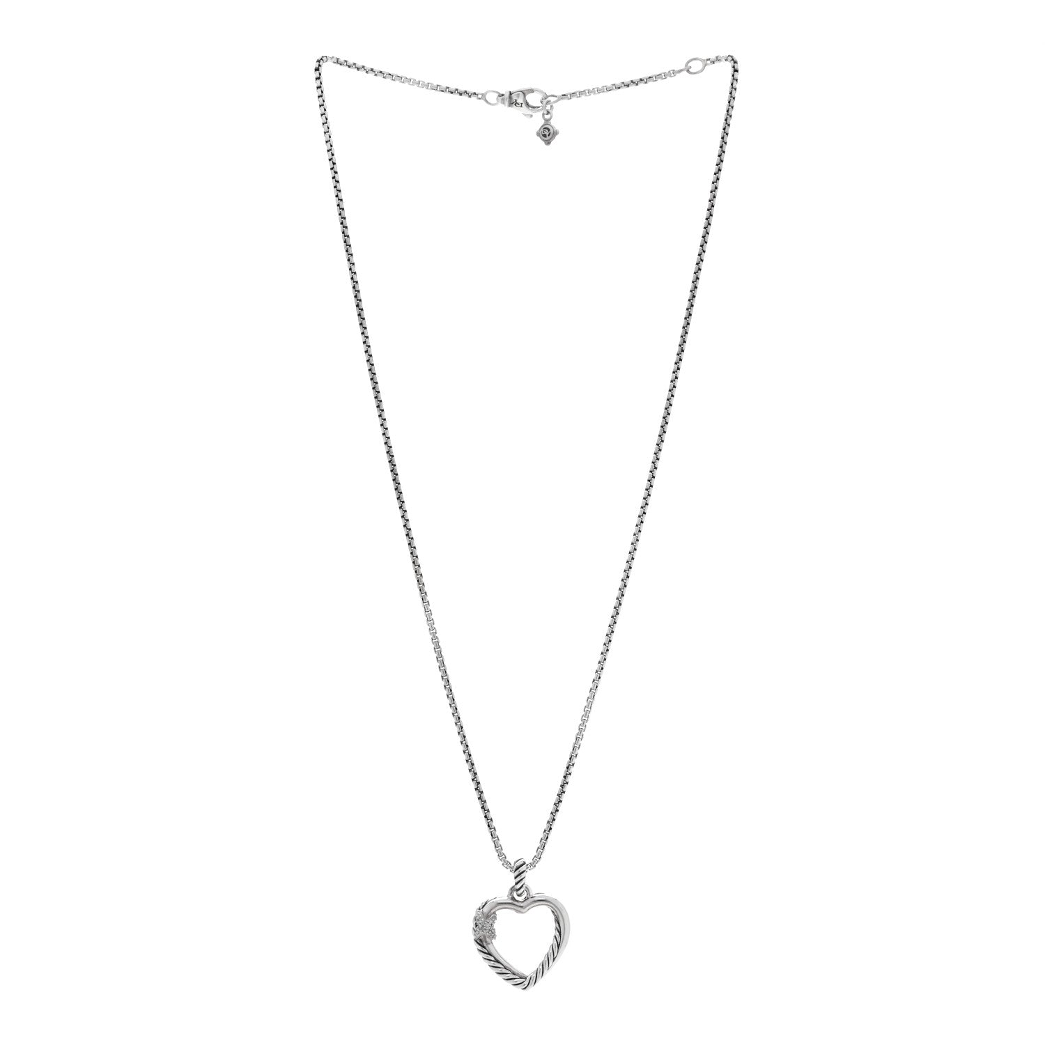 David Yurman Sterling Silver Diamond Petite X Heart Necklace 3 of 4