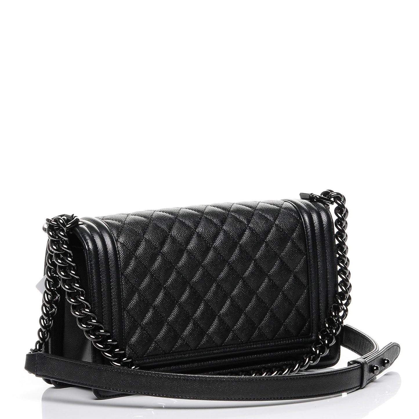 Caviar Quilted Medium Boy Flap So Black
