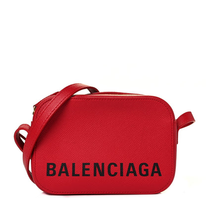 Balenciaga Signature Grained Calfskin Logo XS Ville Camera Bag Rouge Lantern Black 1 of 7