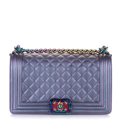 Chanel Iridescent Goatskin Quilted Medium Boy Flap Purple 1 of 8