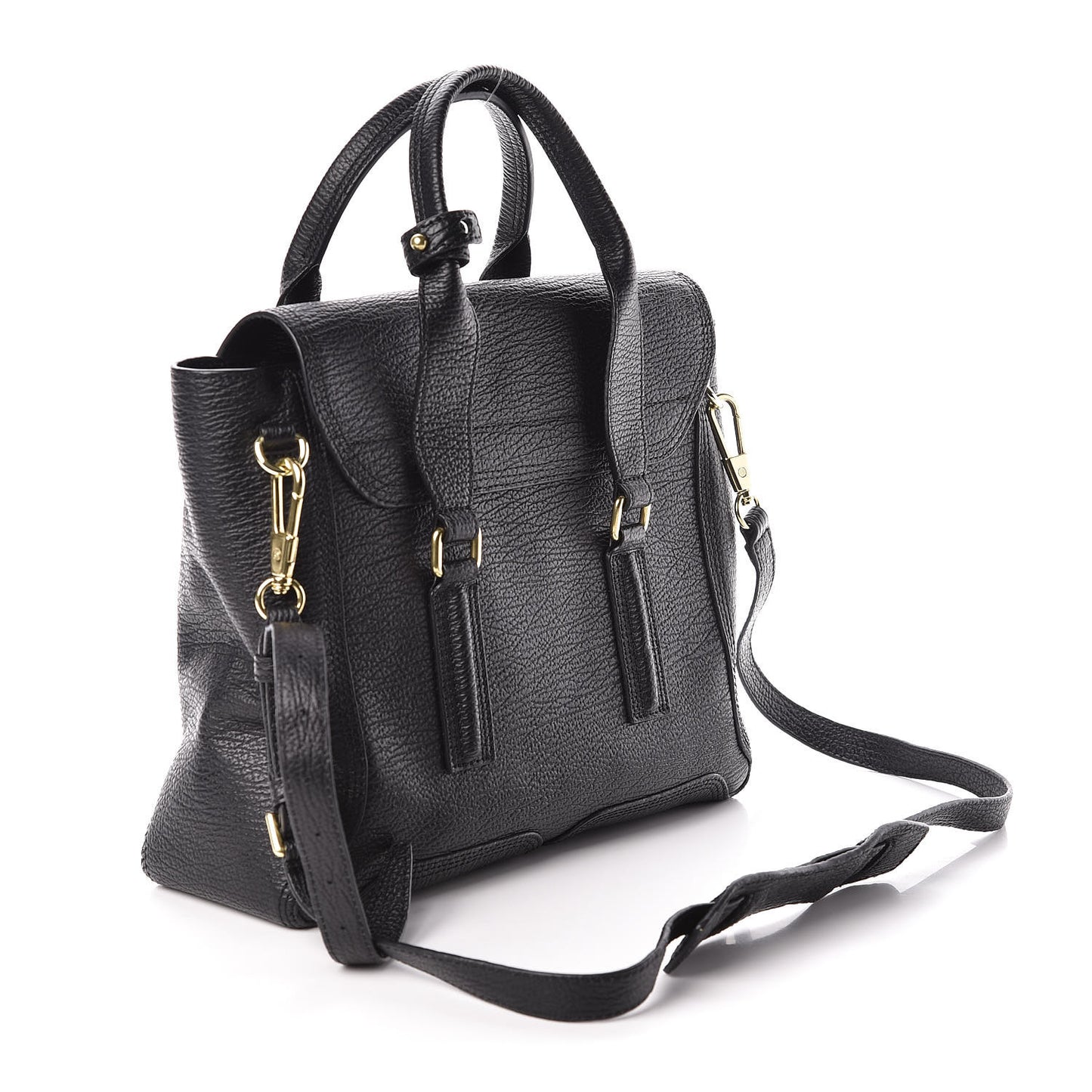 3.1 Textured Calfskin Medium Pashli Satchel Black