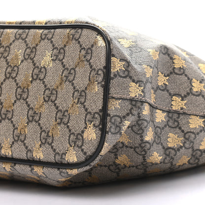 Gucci Soft GG Supreme Monogram Bees Small Crossbody Tote Beige Oro Black 9 of 10