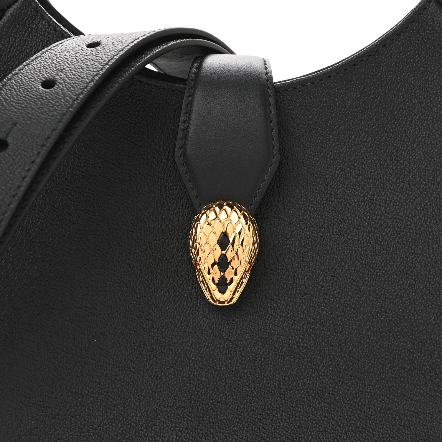 Bulgari Urban Grain Smooth Calfskin Serpenti Ellipse Shoulder Bag Black 7 of 9
