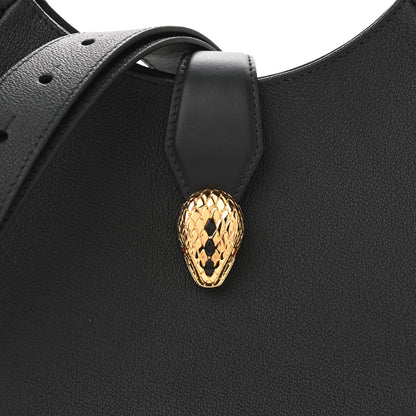 Bulgari Urban Grain Smooth Calfskin Serpenti Ellipse Shoulder Bag Black 7 of 9