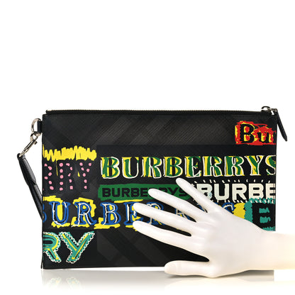 Burberry Coated Canvas Graffiti Print Zip Pouch Black 2 of 10