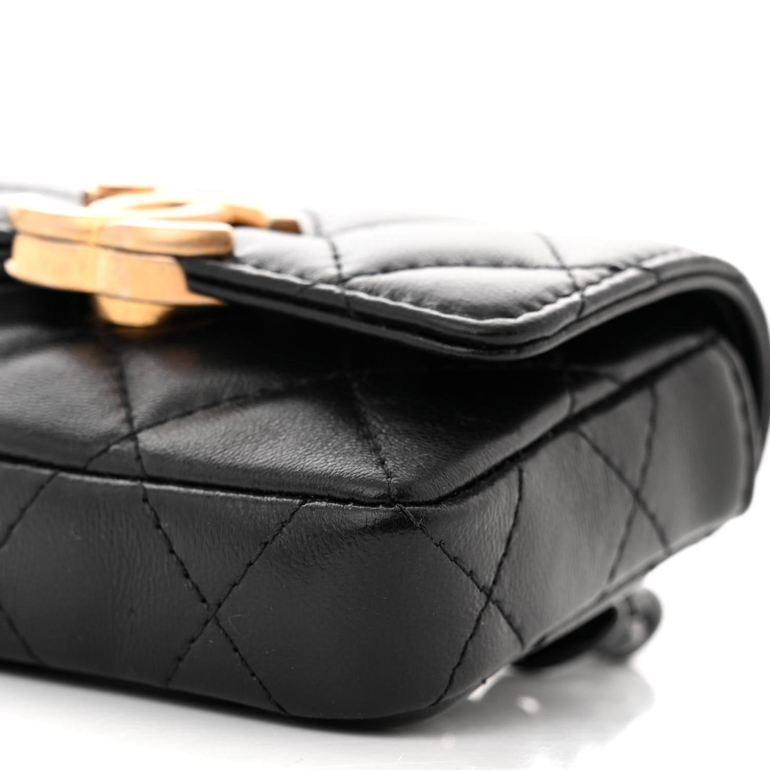 Chanel Lambskin Lacquered Metal Quilted Flap Chain Belt Bag Black 11 of 11