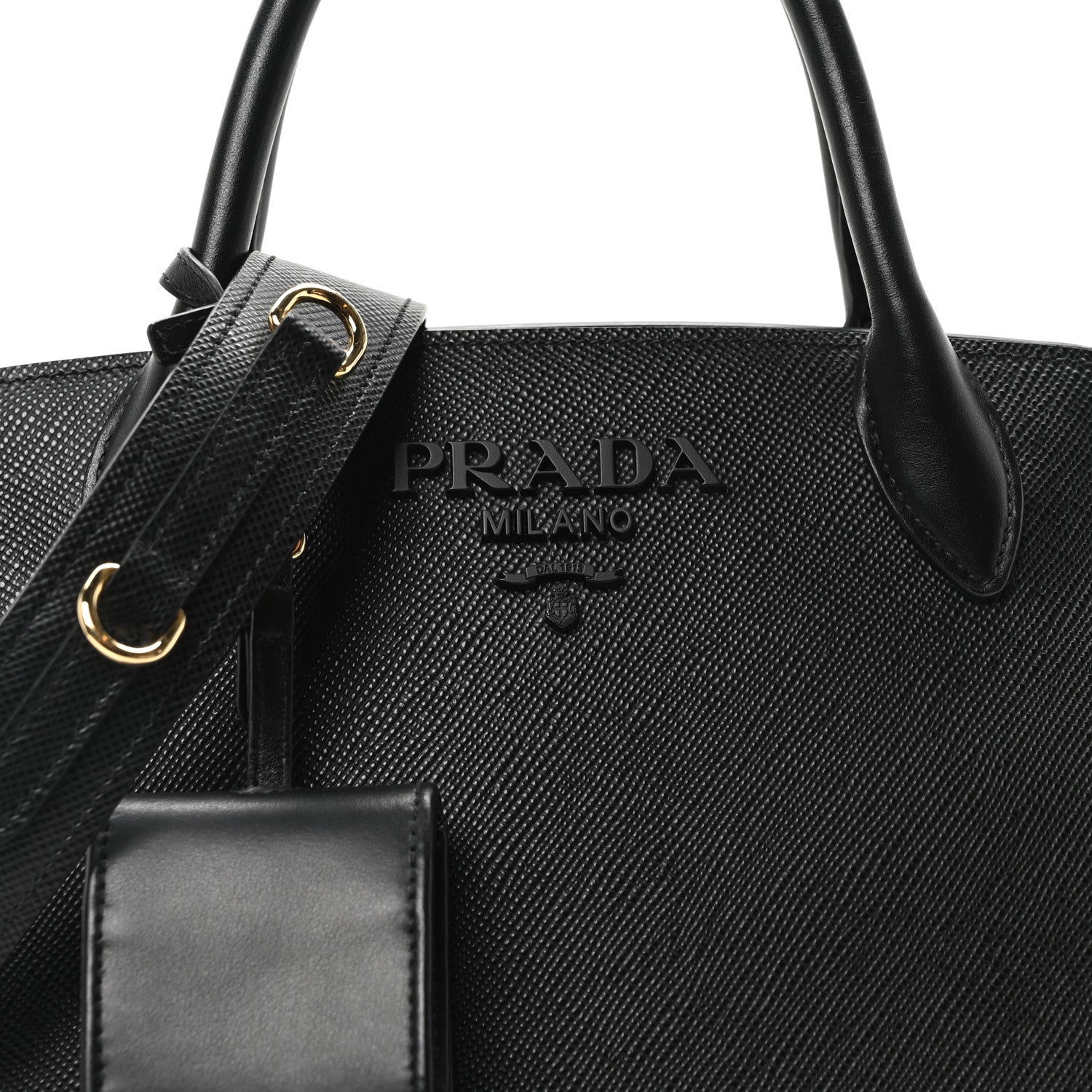 Prada Saffiano Cuir Calfskin Small Monochrome Top Handle Tote Black 7 of 9
