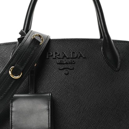 Prada Saffiano Cuir Calfskin Small Monochrome Top Handle Tote Black 7 of 9