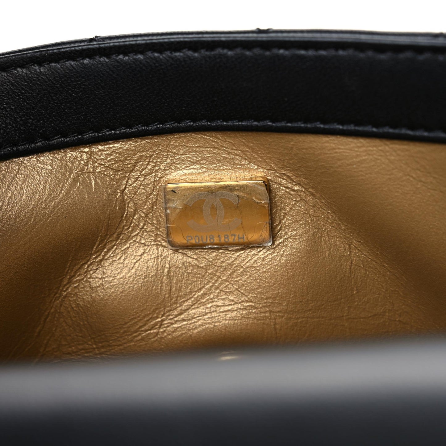 Lambskin Quilted Mini Rectangular Pearl Crush Flap Black