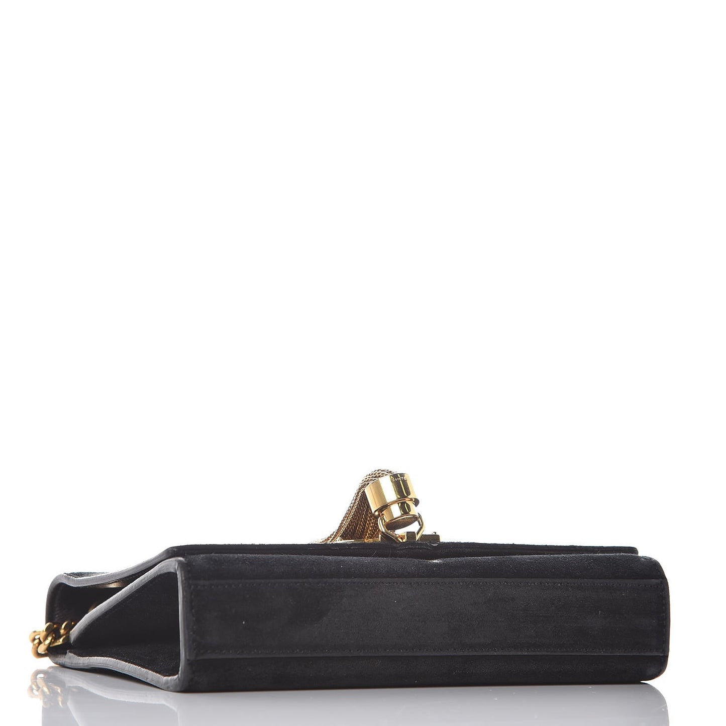 Suede Small Classic Monogram Kate Tassel Satchel Black