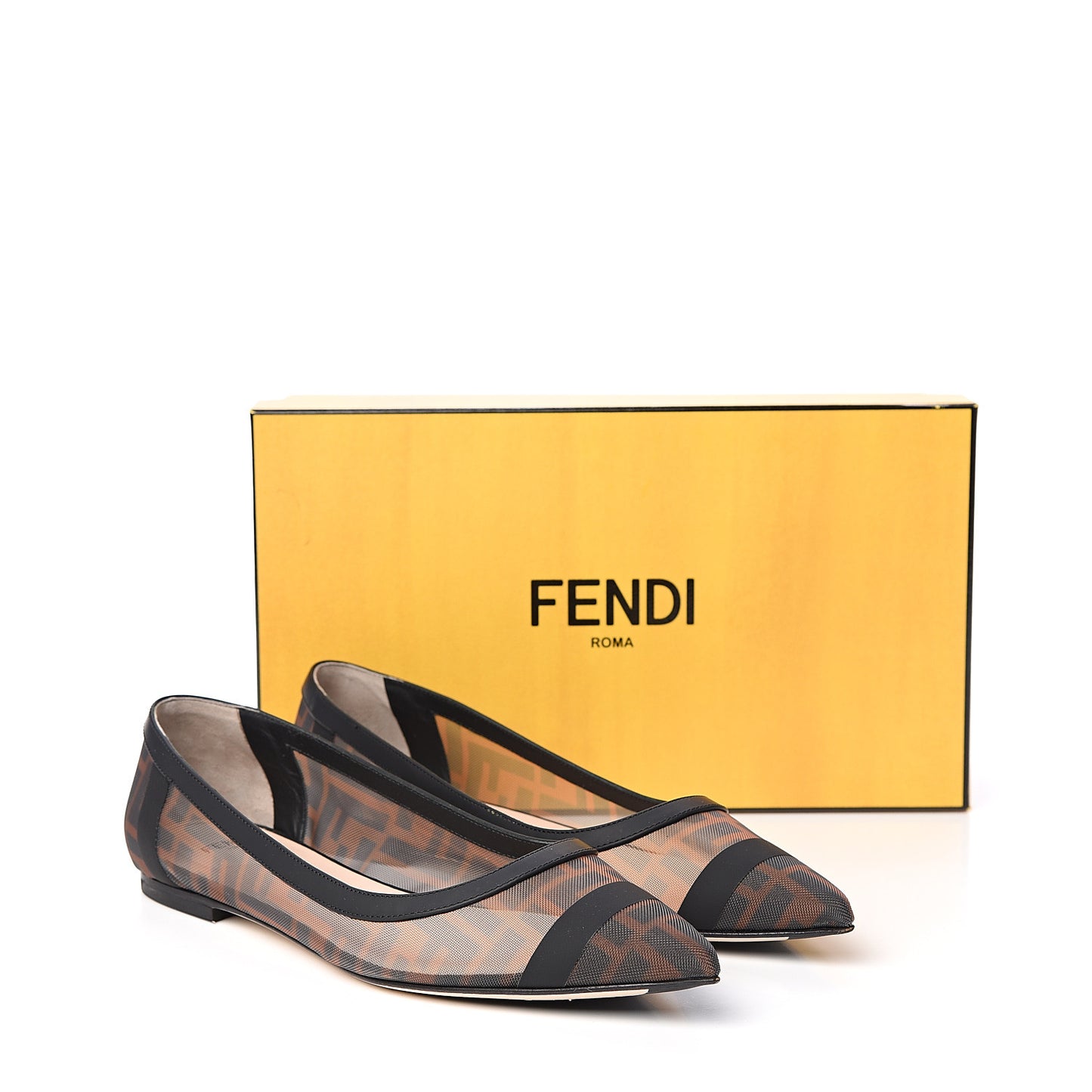 Mesh FF Skimmer Ballerina Flats 40 Tobacco Moro Black