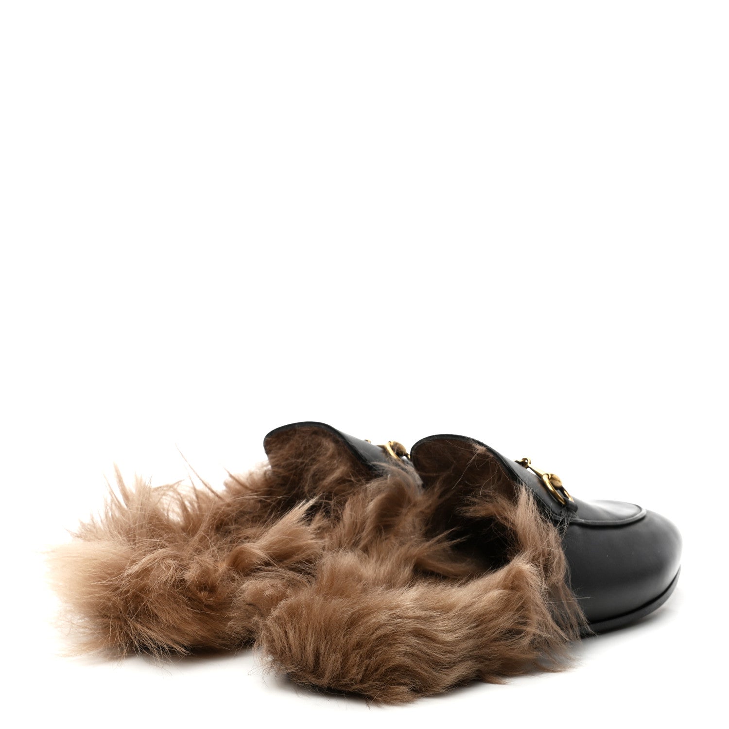 Gucci Calfskin Fur Womens Princetown Slippers 38.5 Black 4 of 7