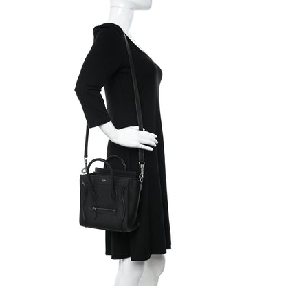 Celine Drummed Calfskin Nano Luggage Black 2 of 10