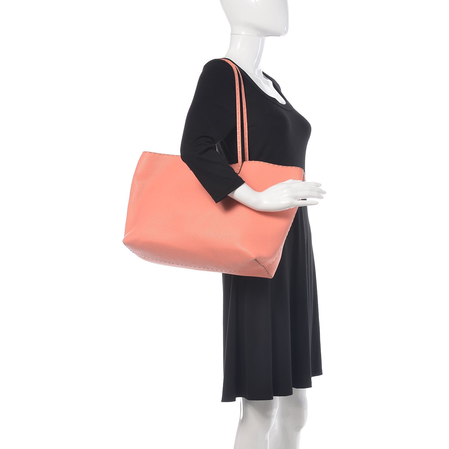 Fendi Cuoio Romano Selleria Bi-Color Large Carla Shopping Tote Pesca Rosa Plaster 2 of 10
