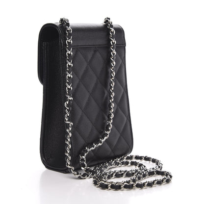 Chanel Grained Calfskin Quilted CC Box Clutch With Chain Black 3 of 12