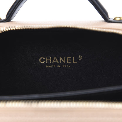 Chanel Caviar Quilted Small CC Filigree Vanity Case Beige Black 6 of 12