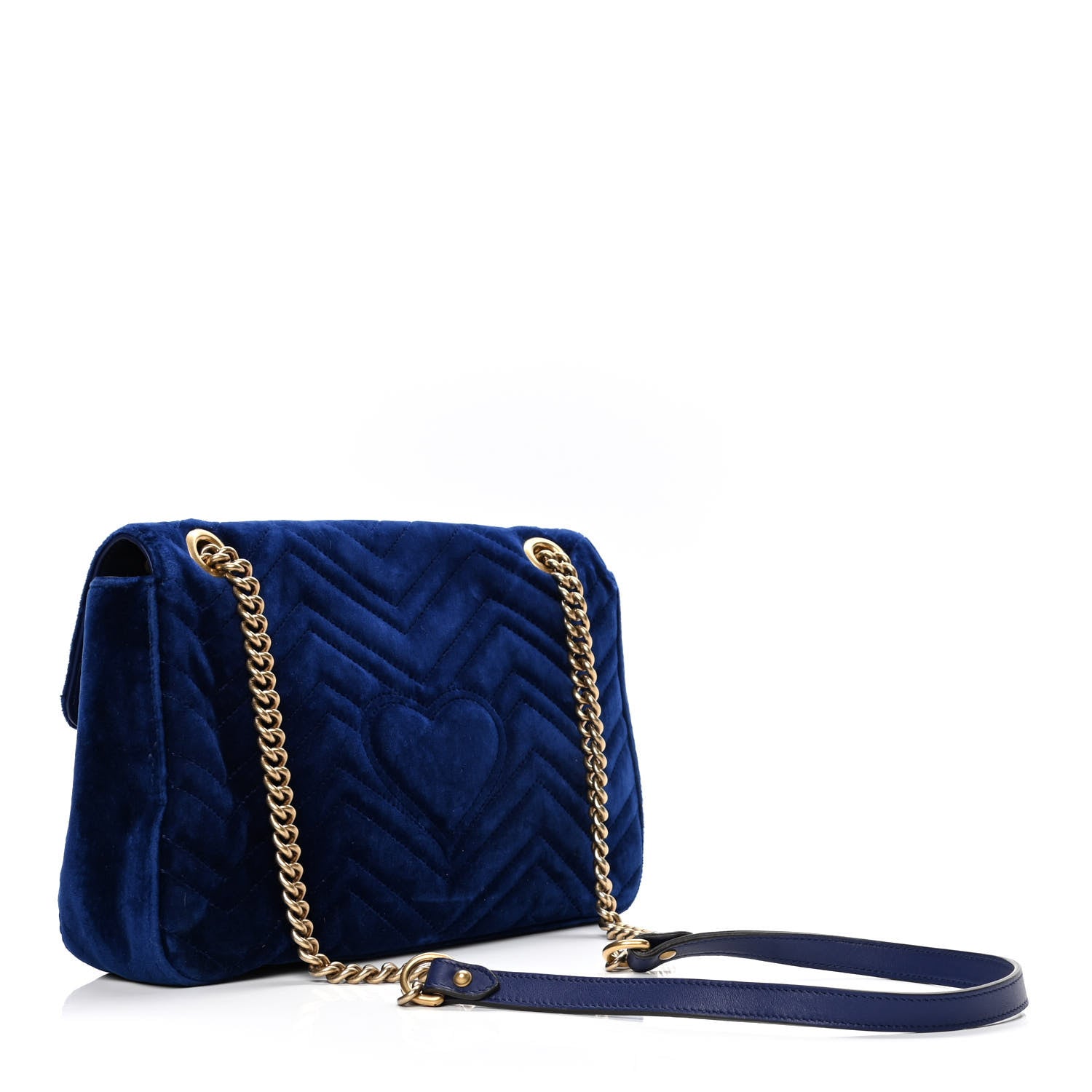 Gucci Velvet Matelasse Medium GG Marmont Shoulder Bag Cobalt Blue 3 of 5