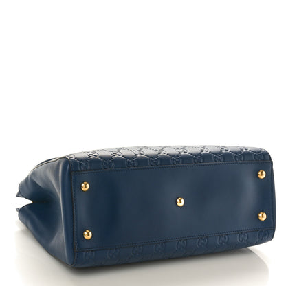 Gucci Guccissima Signature Medium Shoulder Tote Bag Blue 4 of 10