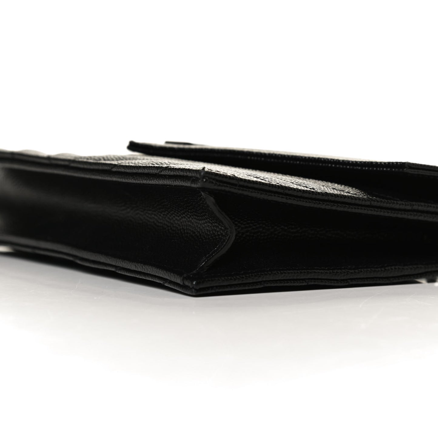 Grain De Poudre Matelasse Chevron Monogram Monochrome Envelope Chain Wallet Black