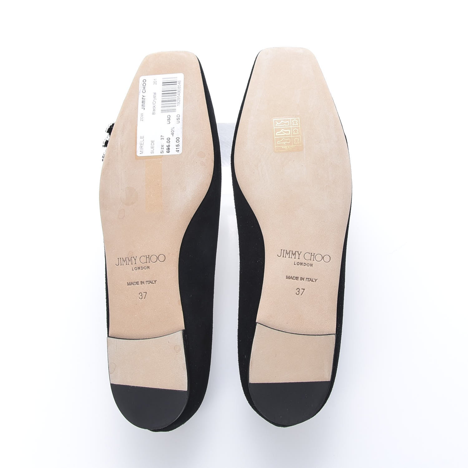 Jimmy Choo Suede Crystal Mirele Ballet Flat 37 Black 6 of 12