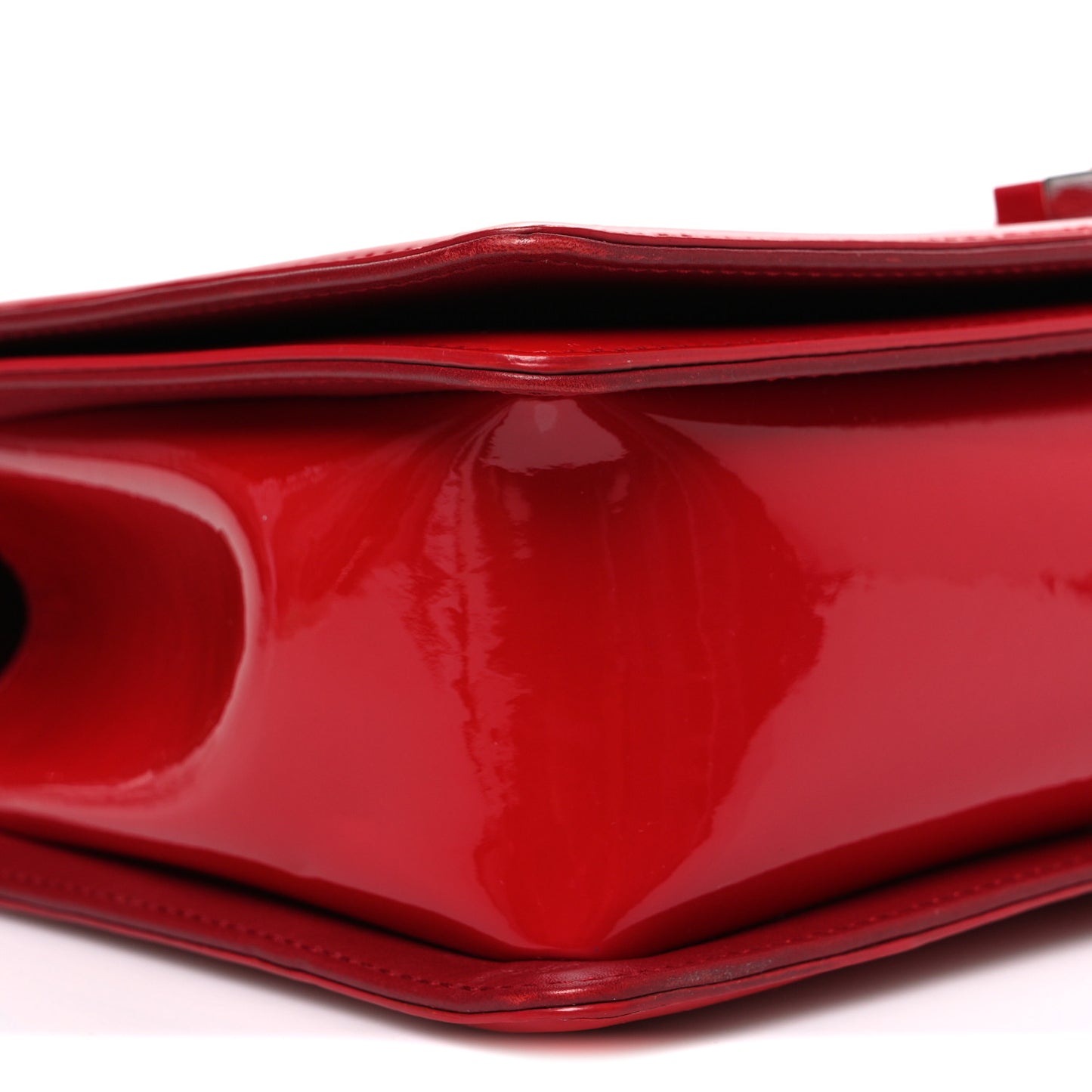 Patent Calfskin New Medium Plexiglass Boy Flap Red