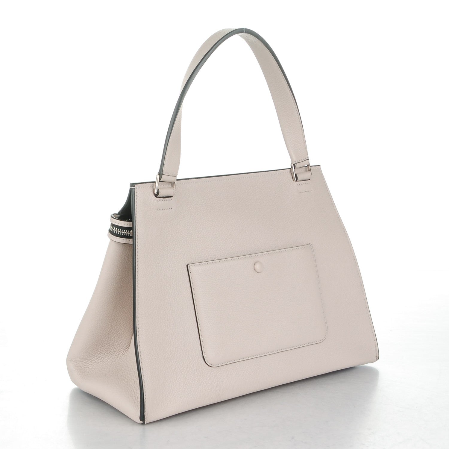 Celine Grained Calfskin Medium Edge Shoulder Bag Pearl Grey 3 of 9