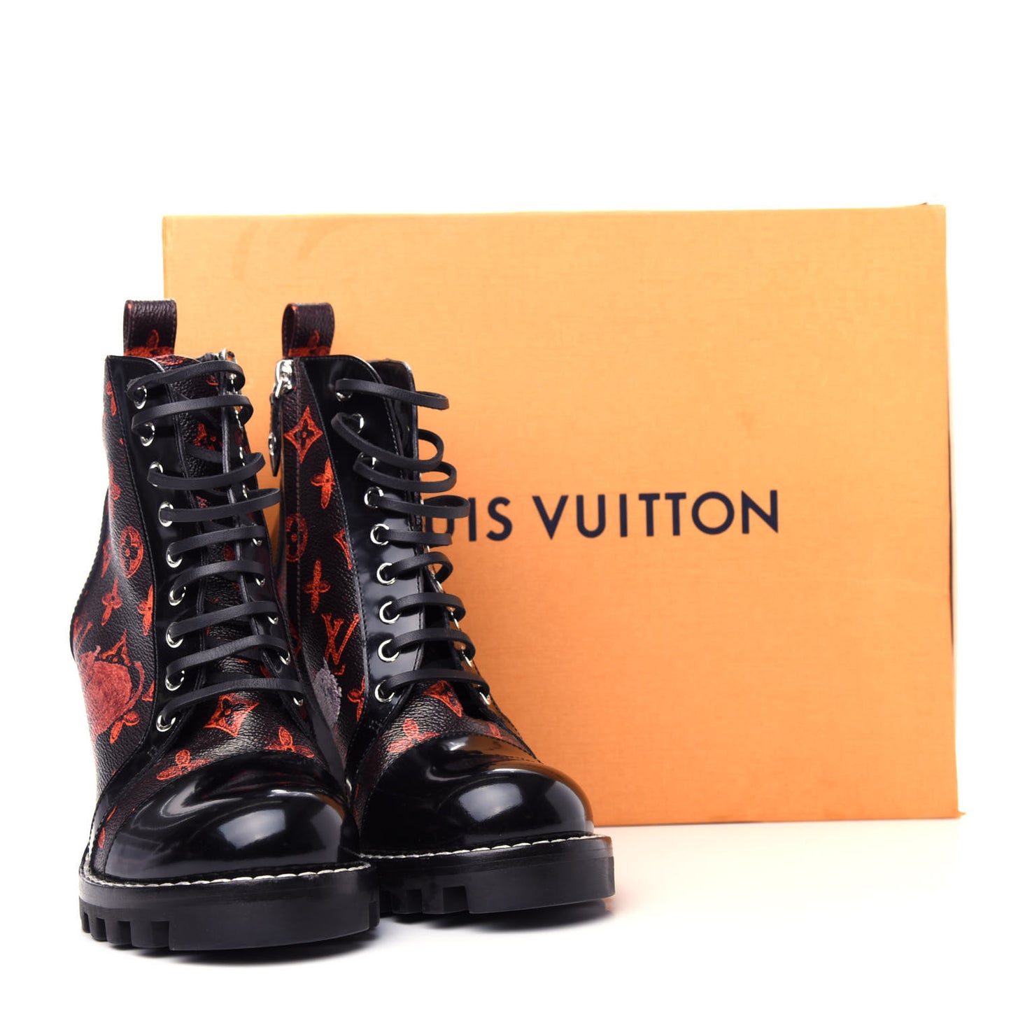 Patent Calfskin Catogram Star Trail Ankle Boots 39 Black Marron