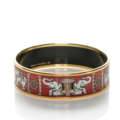Hermes Enamel Printed Elephant Torana Wide Bracelet 62 3 of 5