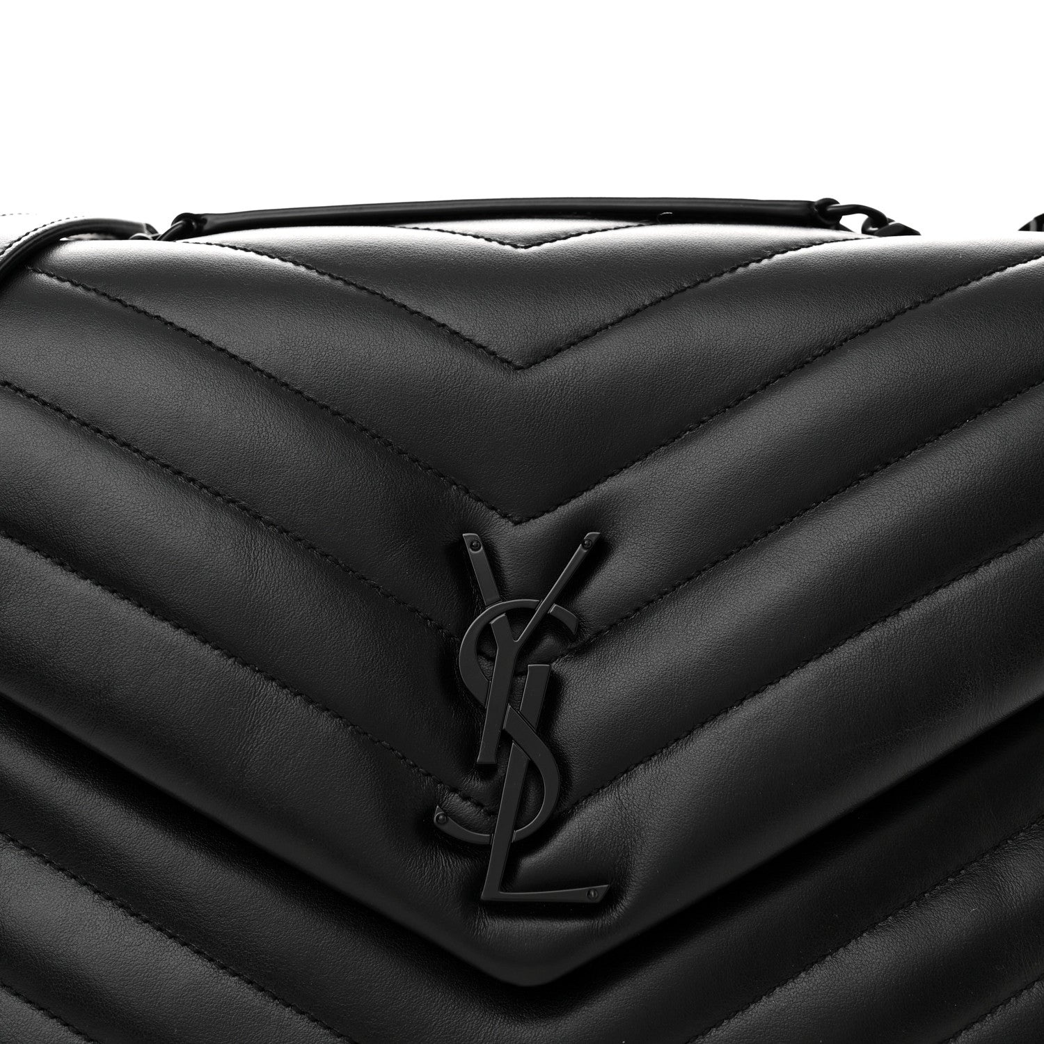Saint Laurent Calfskin Y Quilted Monogram Monochrome Medium Loulou Chain Satchel Black 7 of 10