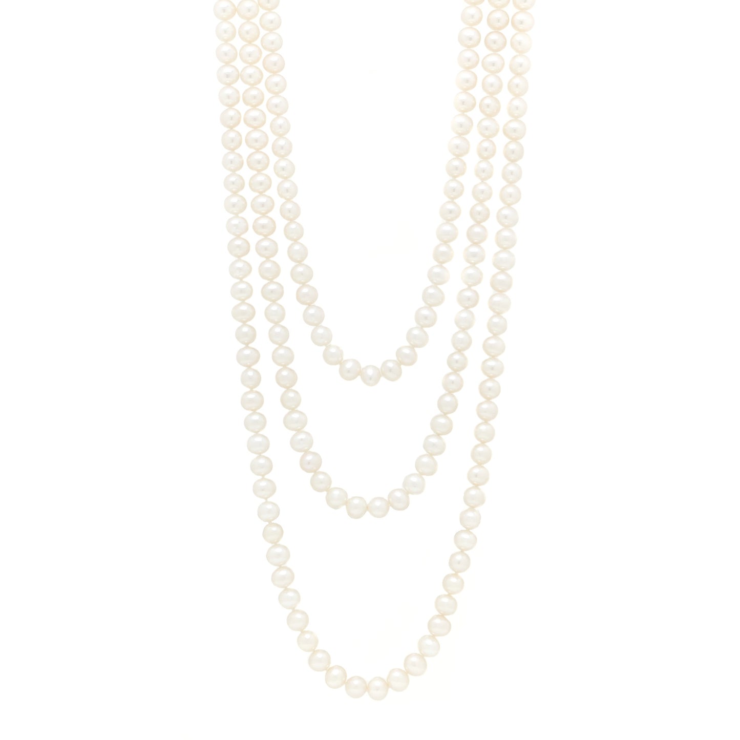 Sterling Silver Pearl 7.5-8mm Ziegfeld Strand Necklace 80"