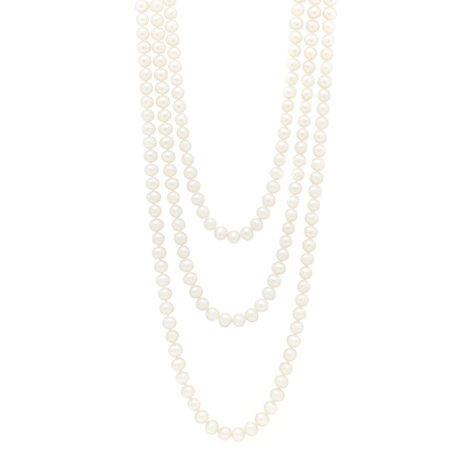 Tiffany Sterling Silver Pearl 7.5-8mm Ziegfeld Strand Necklace 80" 1 of 5