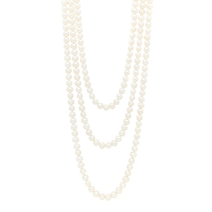 Tiffany Sterling Silver Pearl 7.5-8mm Ziegfeld Strand Necklace 80" 1 of 5