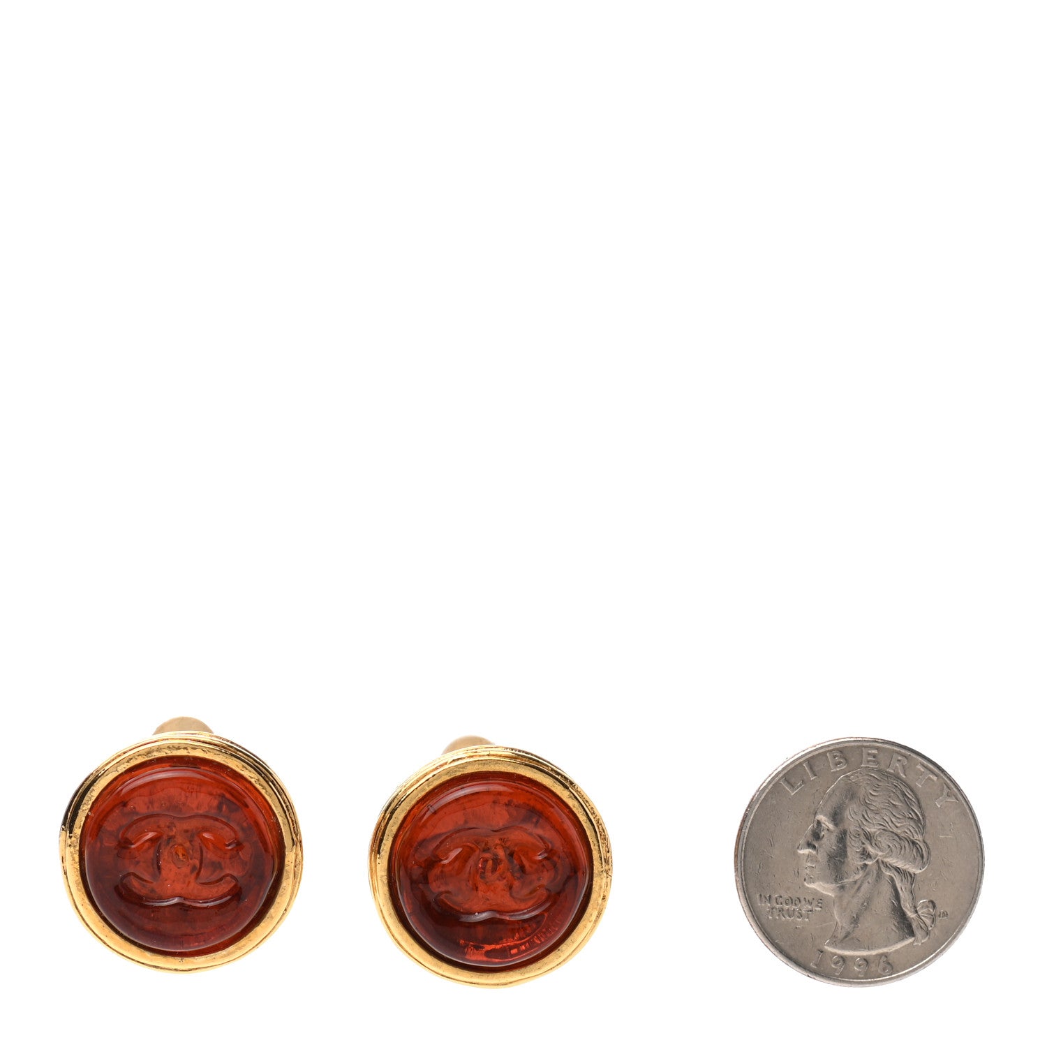 Chanel Gripoix Clip On Earrings Red Gold 2 of 4