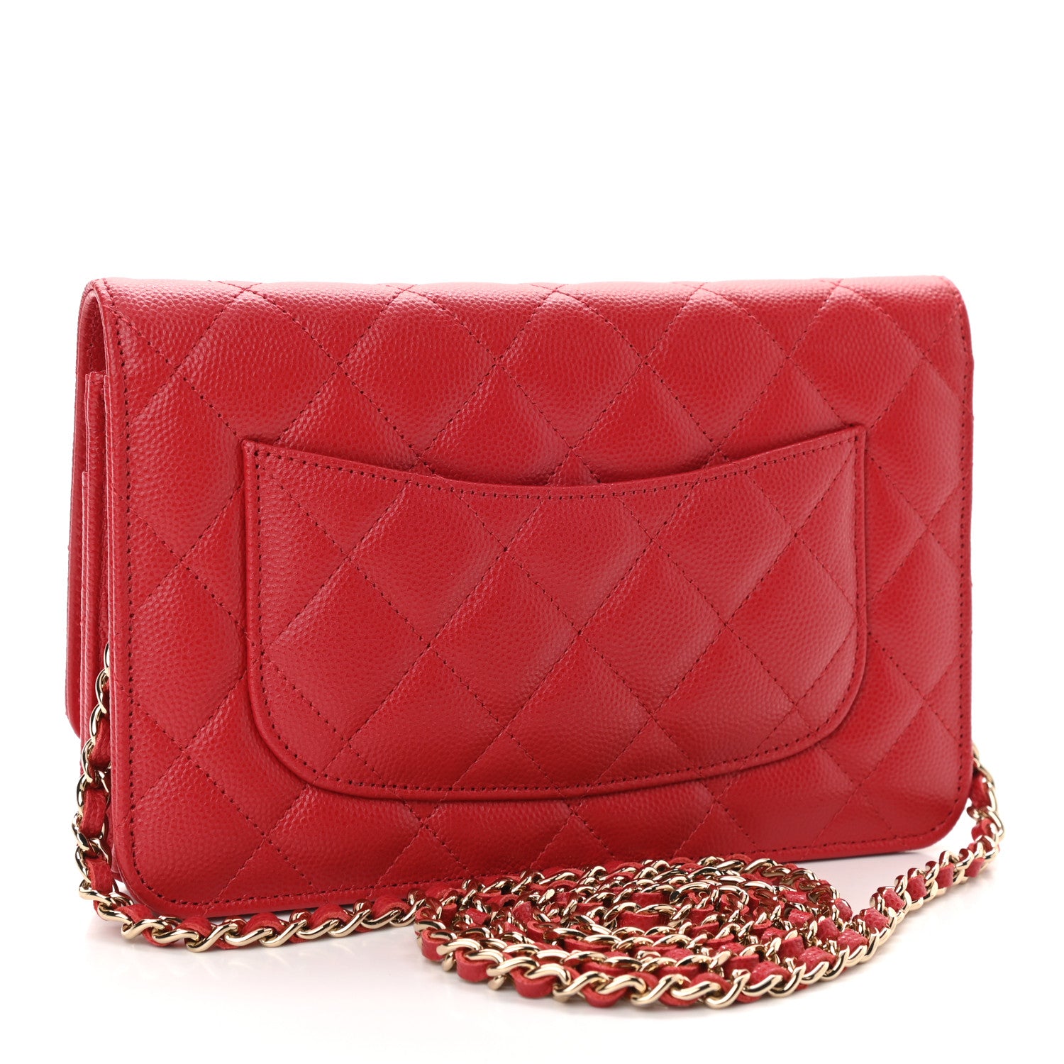 Chanel Caviar Quilted Wallet On Chain WOC Red 2 of 11