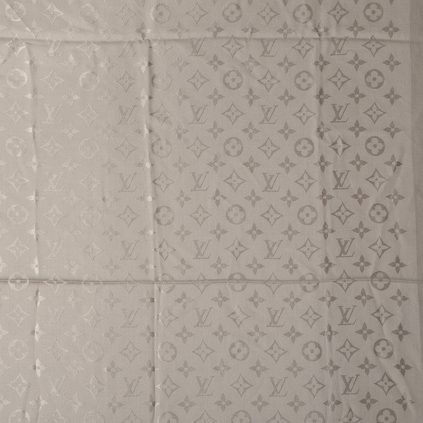 Silk Wool Monogram Shawl Beige