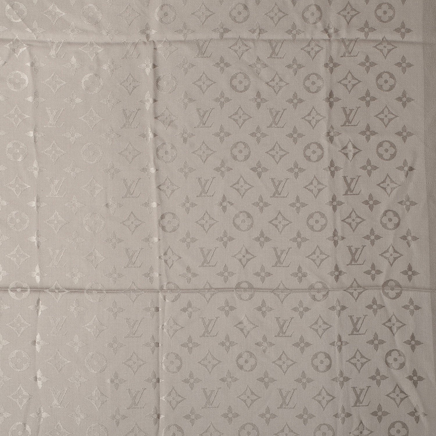 Louis Vuitton Silk Wool Monogram Shawl Beige 1 of 5