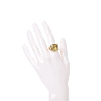 David Yurman 18K Yellow Gold Citrine Diamond 15mm Cushion On Point Ring 54 7 2 of 6