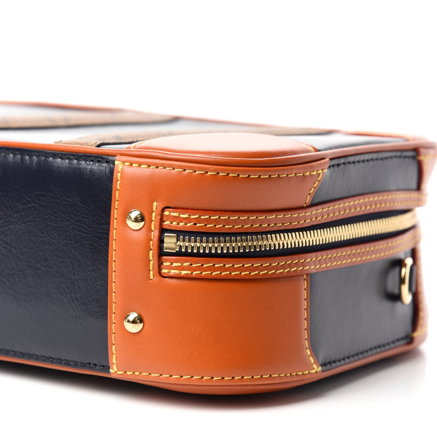 Calfskin Reverse Monogram Valisette PM Navy Caramel