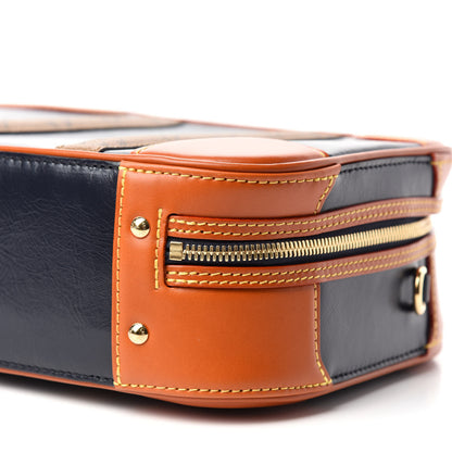 Louis Vuitton Calfskin Reverse Monogram Valisette PM Navy Caramel 7 of 11