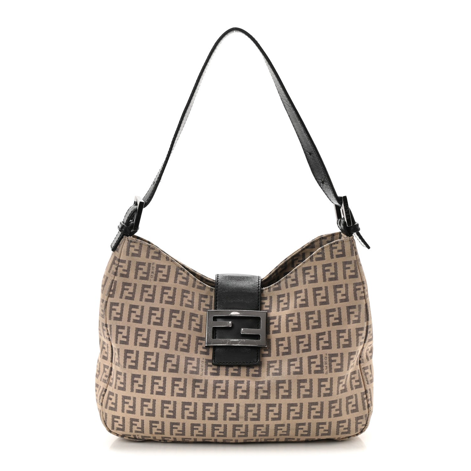 Fendi Zucchino Vitello Hobo Beige Black 1 of 12