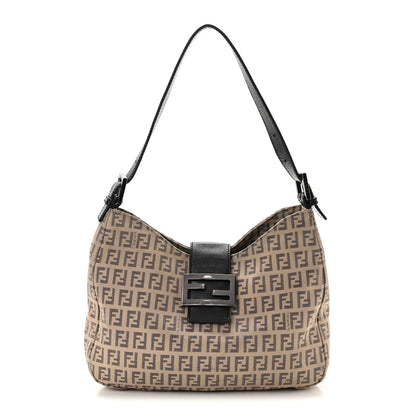 Fendi Zucchino Vitello Hobo Beige Black 1 of 12