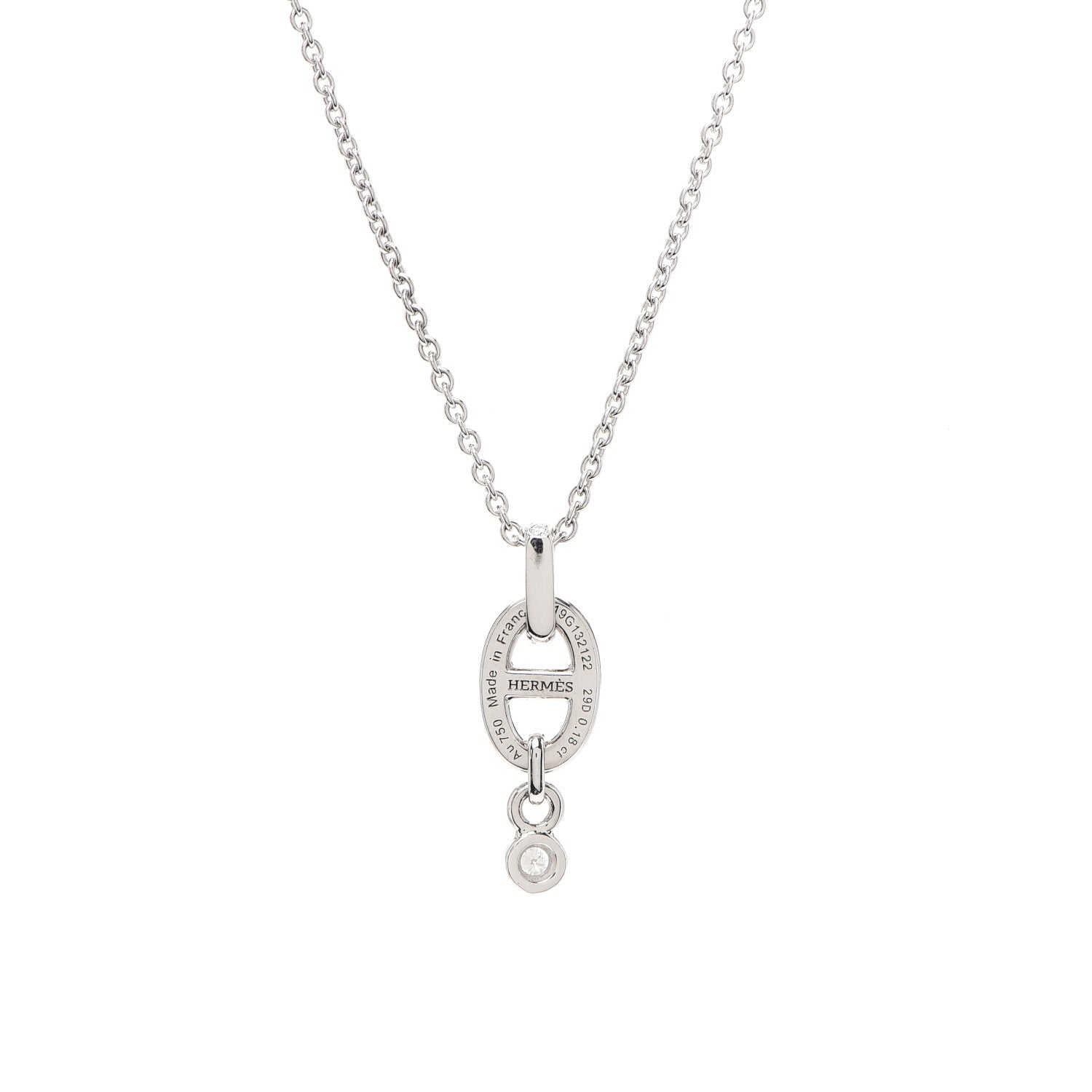 Hermes 18K White Gold Diamond PM Chaine d'Ancre Enchainee Necklace 5 of 6