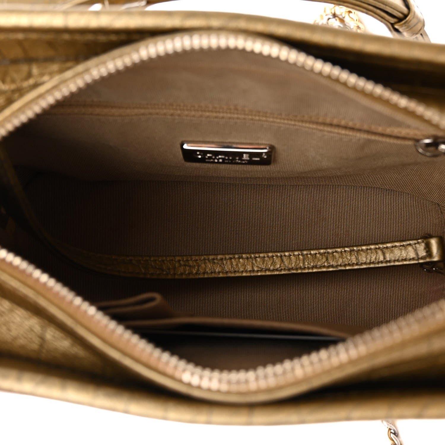 Chanel Metallic Calfskin Crocodile Embossed Cocodile Small Gabrielle Hobo Gold 5 of 9