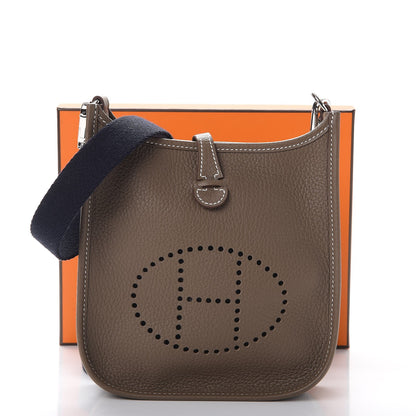 Hermes Taurillon Clemence Amazone Evelyne TPM Etoupe Bleu Indigo 8 of 8