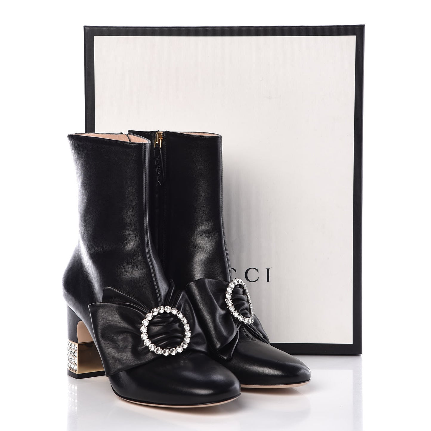 Nappa Removable Bow Candy Ankle Boots 40 Black