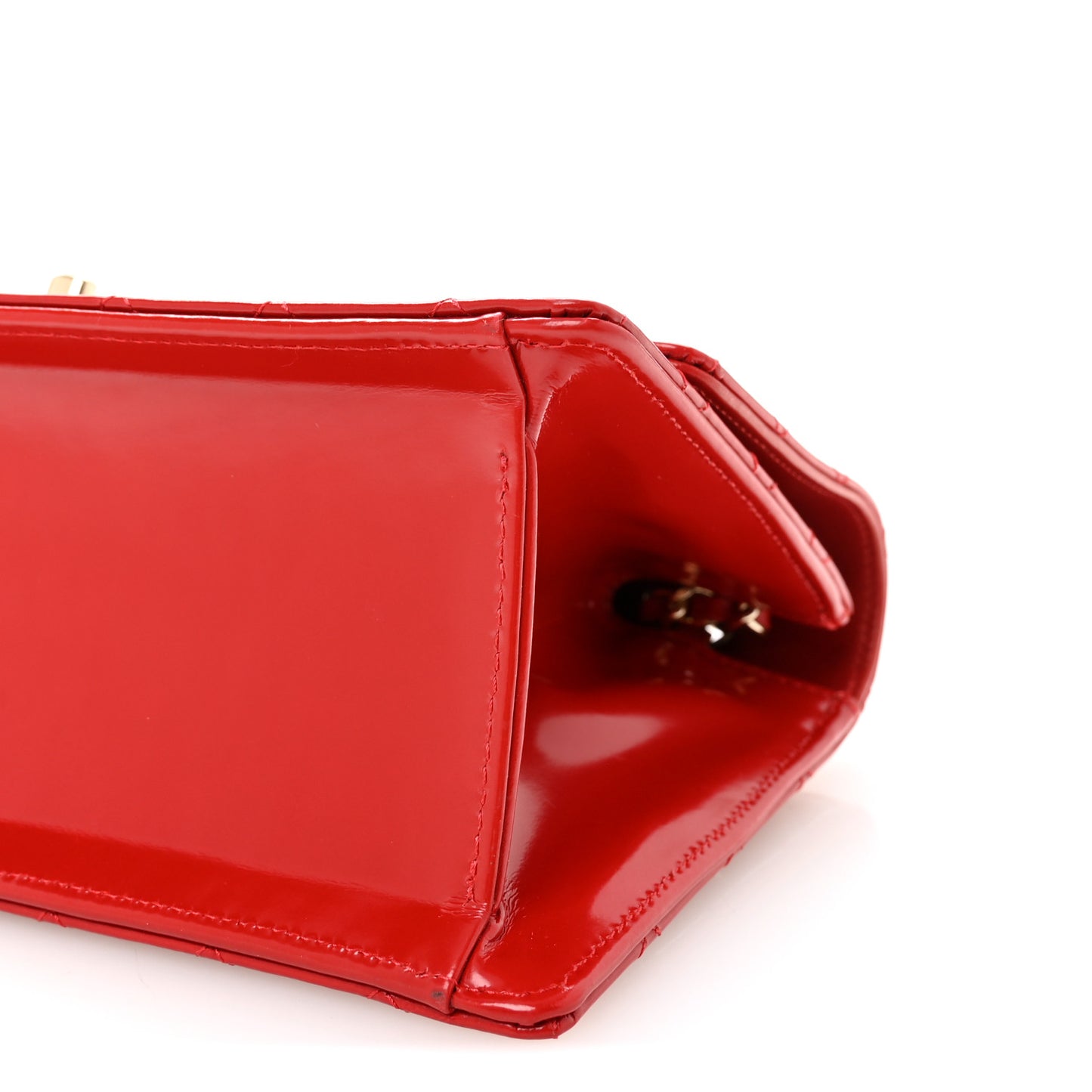 Glazed Calfskin Quilted East West Flap Red