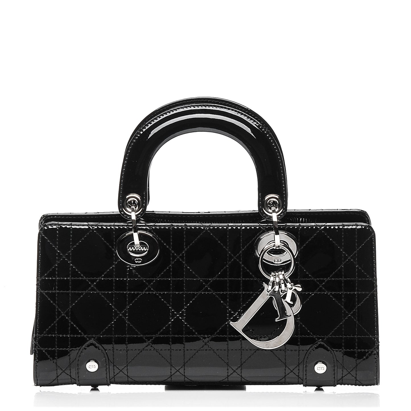 Patent Cannage Stitched Small East West Lady Dior Black