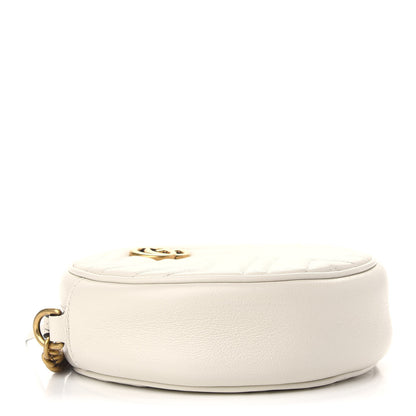 Gucci Calfskin Matelasse Mini GG Marmont Round Shoulder Bag White 4 of 9