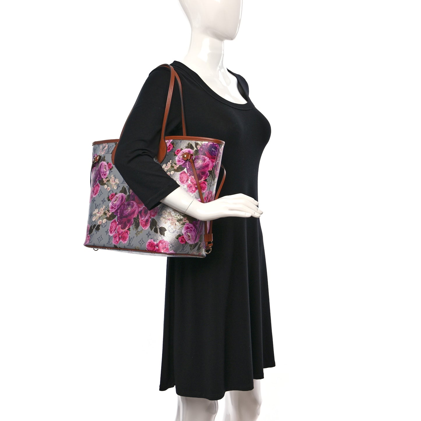Metallic Monogram LV Garden Neverfull MM Silver